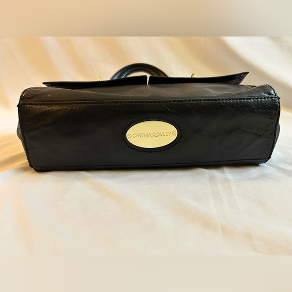 Cynthia Rowley Black Leather Top-Handle Purse - Picture 6 of 16